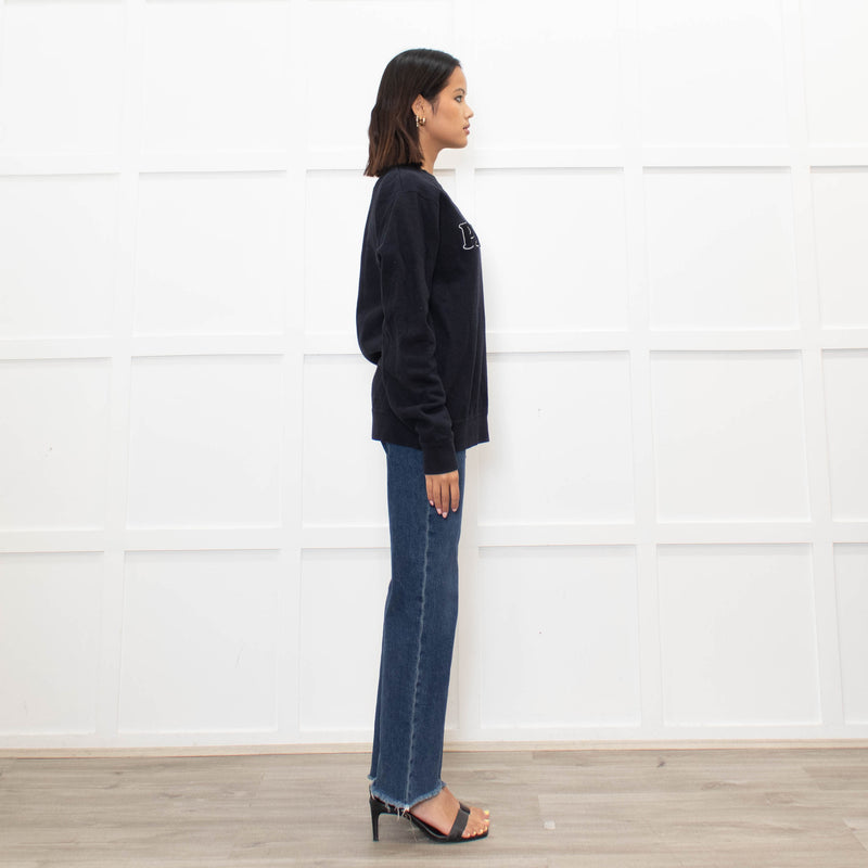 Sandro Navy White Paris Logo Sweatshirt