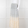 By Malina Cream Shirred Waist Skirt With Blue Flower Pattern