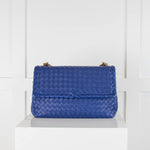 Bottega Veneta Blue Olimpia Woven Leather Shoulder Bag