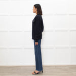 Sandro Navy White Paris Logo Sweatshirt