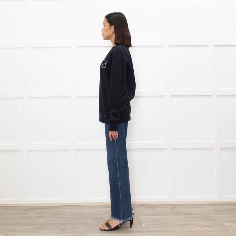 Sandro Navy White Paris Logo Sweatshirt