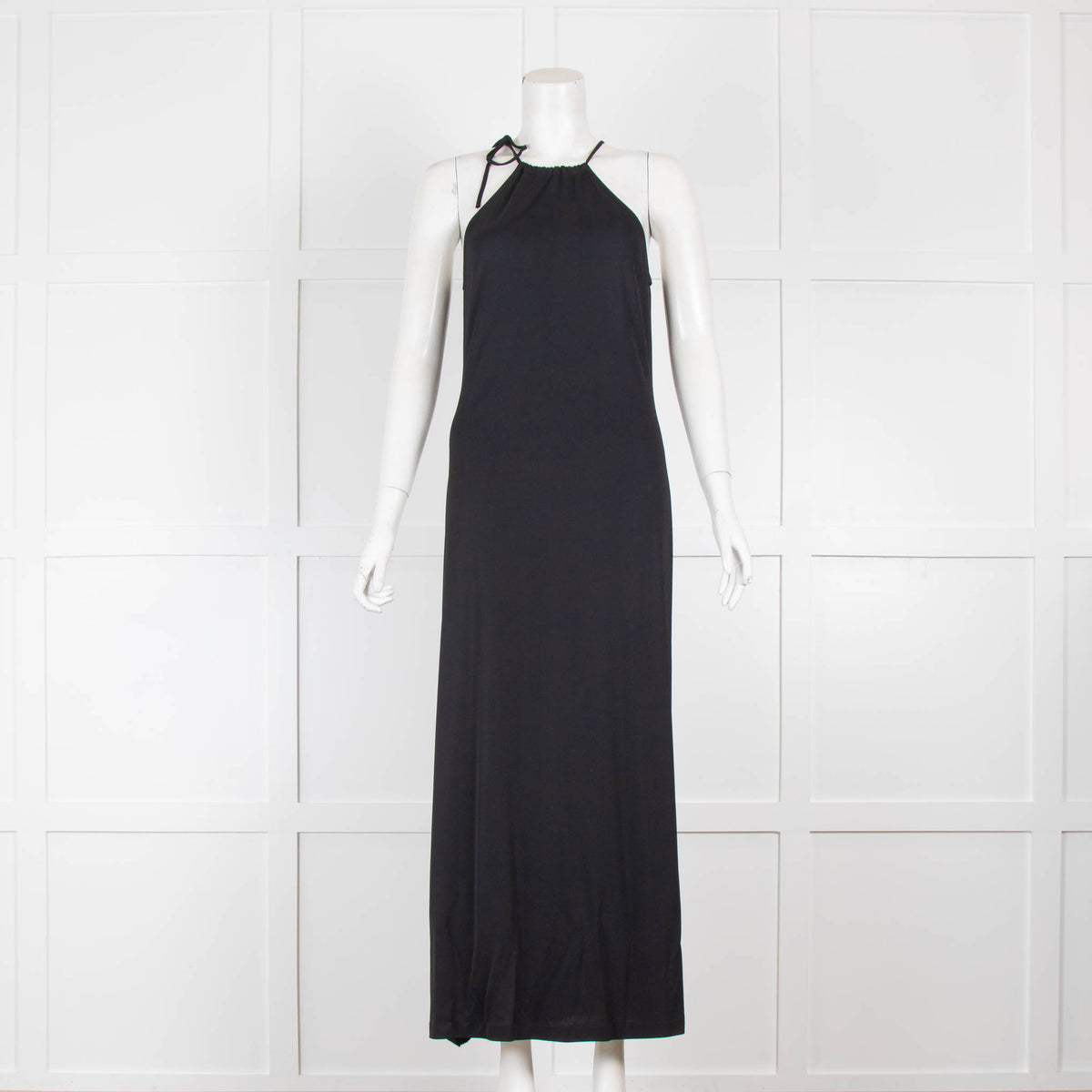 Victor Victoria Black Maxi Dress with Drawstring Neckline