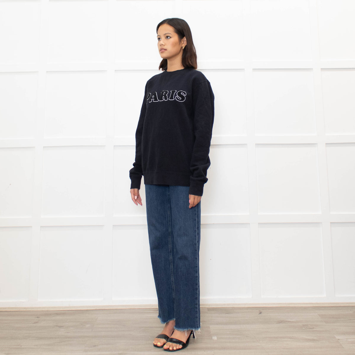 Sandro Navy White Paris Logo Sweatshirt