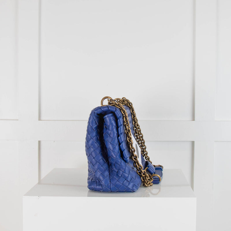 Bottega Veneta Blue Olimpia Woven Leather Shoulder Bag