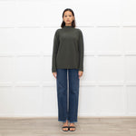 Piazza Castello Khaki Ribbed Cashmere Top