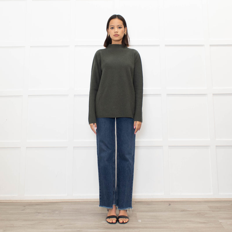 Piazza Castello Khaki Ribbed Cashmere Top