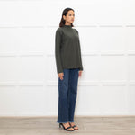 Piazza Castello Khaki Ribbed Cashmere Top