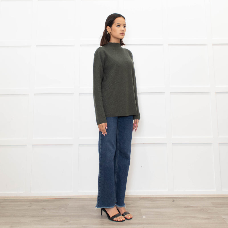 Piazza Castello Khaki Ribbed Cashmere Top