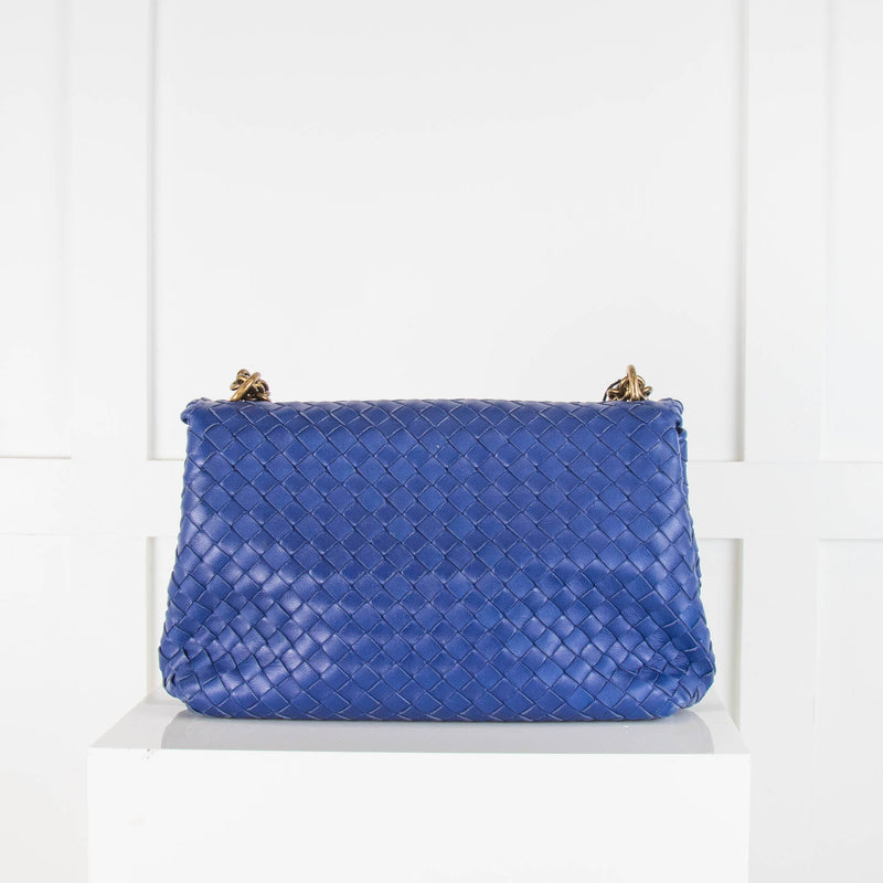 Bottega Veneta Blue Olimpia Woven Leather Shoulder Bag