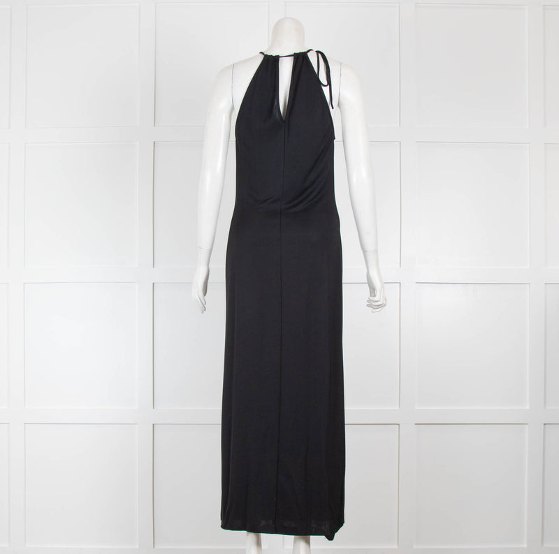 Victor Victoria Black Maxi Dress with Drawstring Neckline