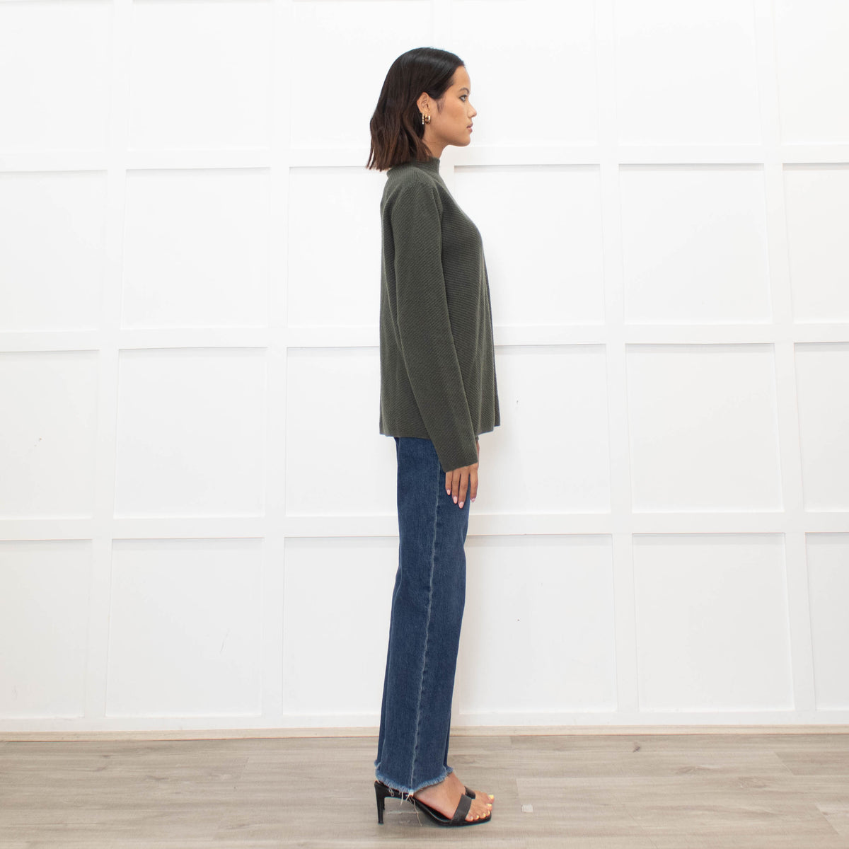 Piazza Castello Khaki Ribbed Cashmere Top