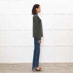 Piazza Castello Khaki Ribbed Cashmere Top