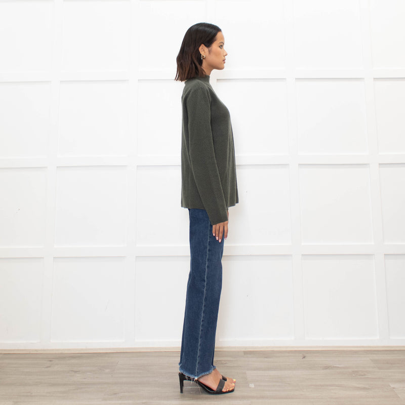 Piazza Castello Khaki Ribbed Cashmere Top