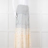 By Malina Cream Shirred Waist Skirt With Blue Flower Pattern