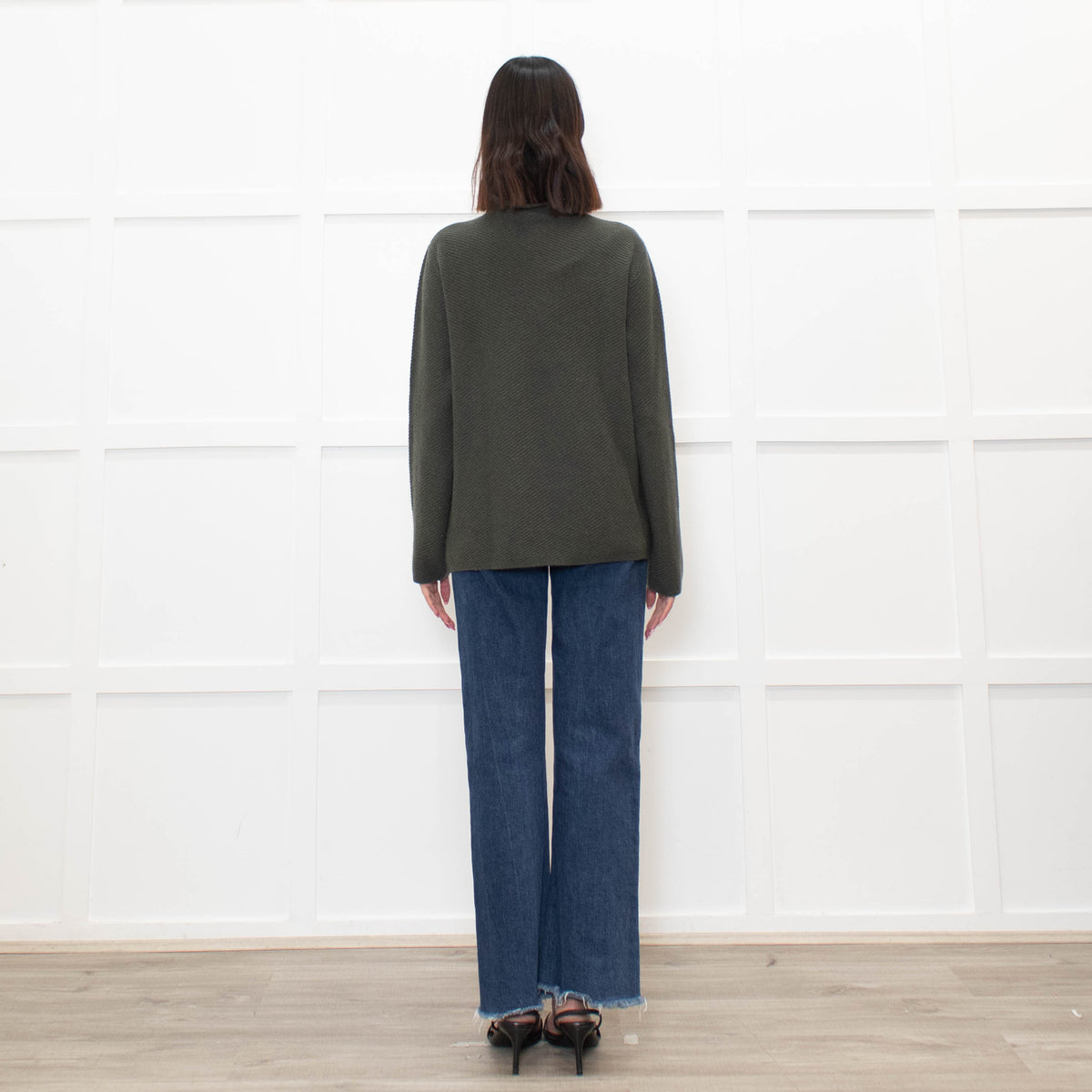 Piazza Castello Khaki Ribbed Cashmere Top