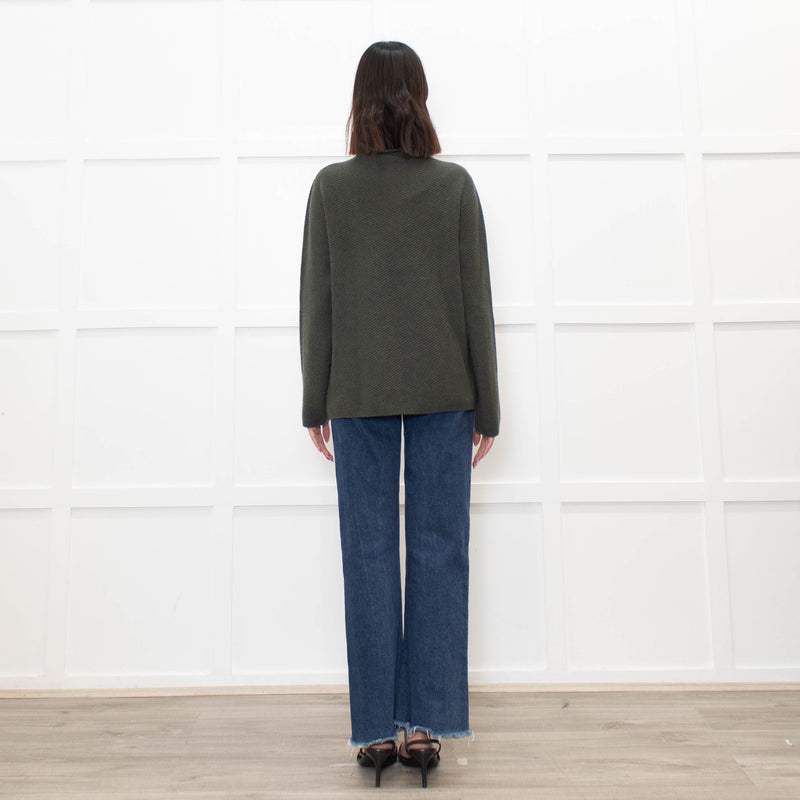 Piazza Castello Khaki Ribbed Cashmere Top