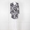 Rixo Black and White Patterened V Neck Dress