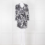 Rixo Black and White Patterened V Neck Dress