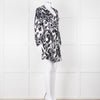 Rixo Black and White Patterened V Neck Dress