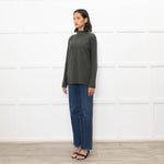 Piazza Castello Khaki Ribbed Cashmere Top