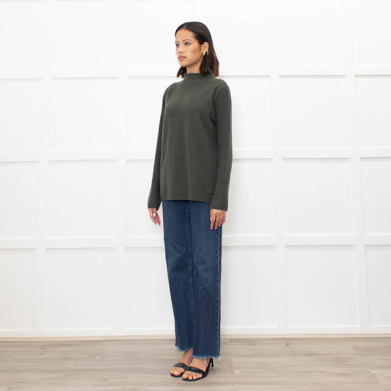 Piazza Castello Khaki Ribbed Cashmere Top