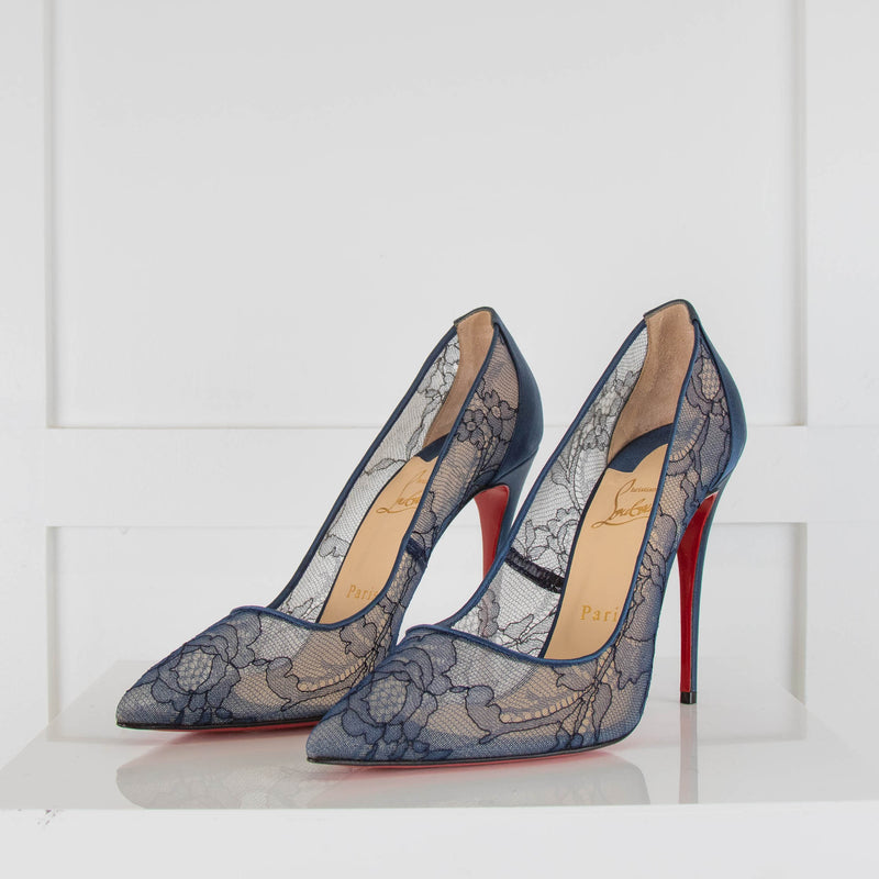 Christian Louboutin Navy Blue Lace High Heels – Phoenix Style