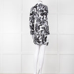 Rixo Black and White Patterened V Neck Dress