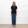 Me + Em Navy Glitter Frill trim Short Sleeve Top