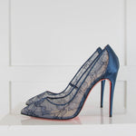Christian Louboutin Navy Blue Lace High Heels