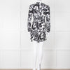 Rixo Black and White Patterened V Neck Dress