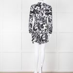 Rixo Black and White Patterened V Neck Dress