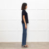Me + Em Navy Glitter Frill trim Short Sleeve Top