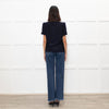 Me + Em Navy Glitter Frill trim Short Sleeve Top