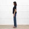 Me + Em Navy Glitter Frill trim Short Sleeve Top