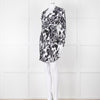 Rixo Black and White Patterened V Neck Dress