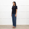 Me + Em Navy Glitter Frill trim Short Sleeve Top