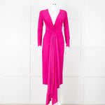 Solace London Purple Long Sleeve Plunge Neck Dress with Tie