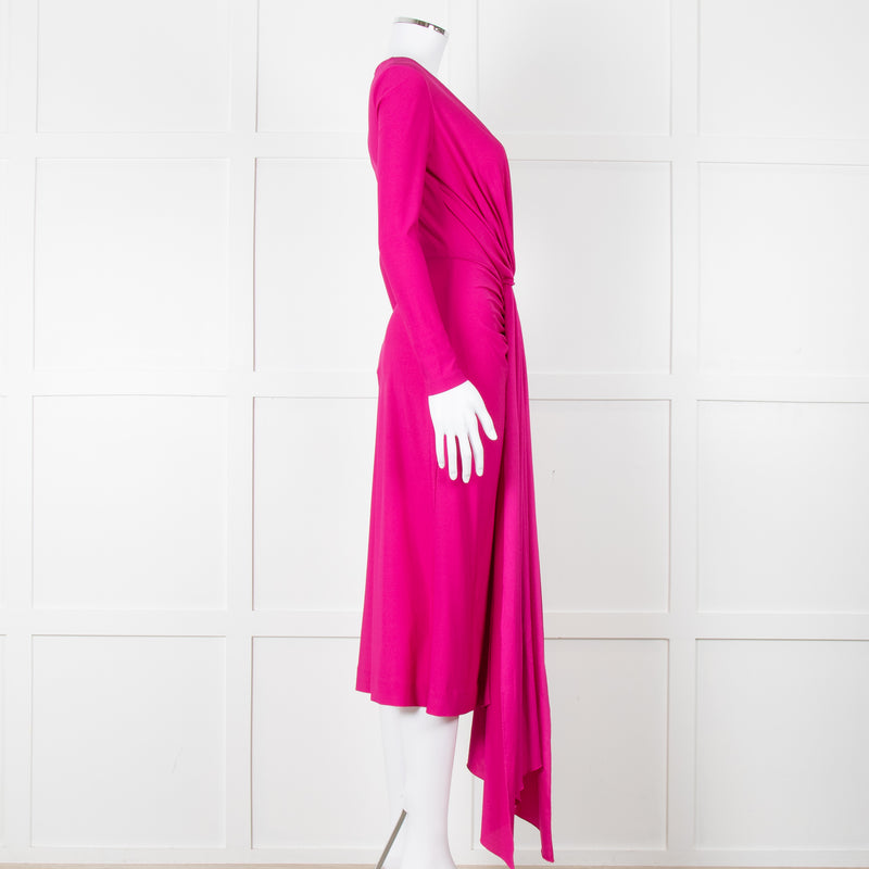 Solace London Purple Long Sleeve Plunge Neck Dress with Tie