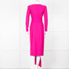Solace London Purple Long Sleeve Plunge Neck Dress with Tie