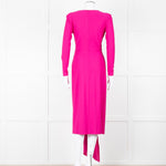 Solace London Purple Long Sleeve Plunge Neck Dress with Tie