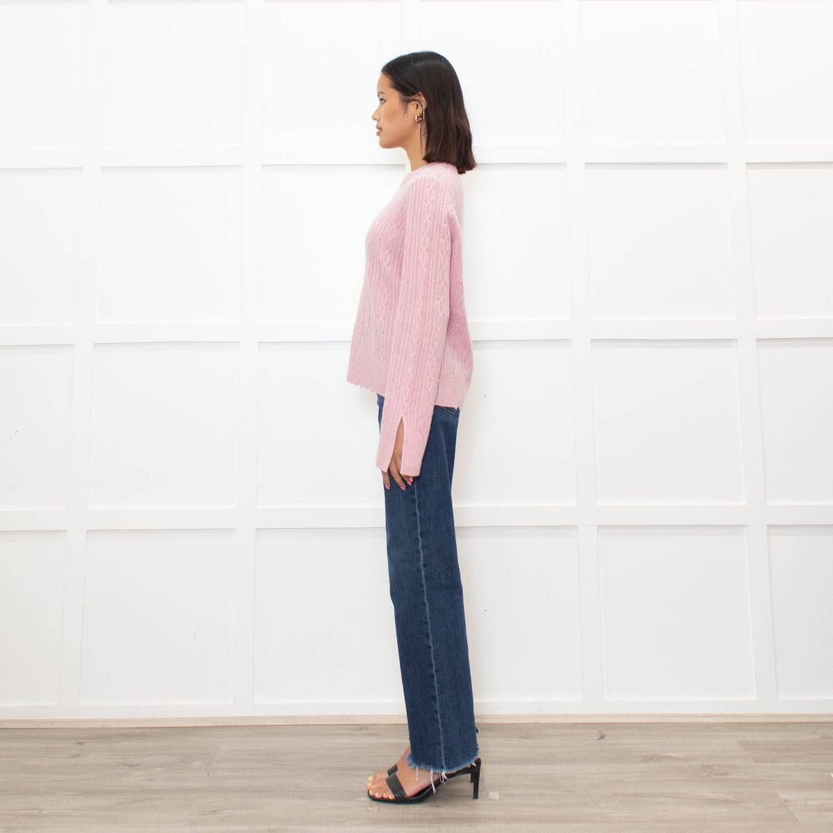 Zadig & Voltaire Pale Pink Cable Distressed Cashmere Sweater