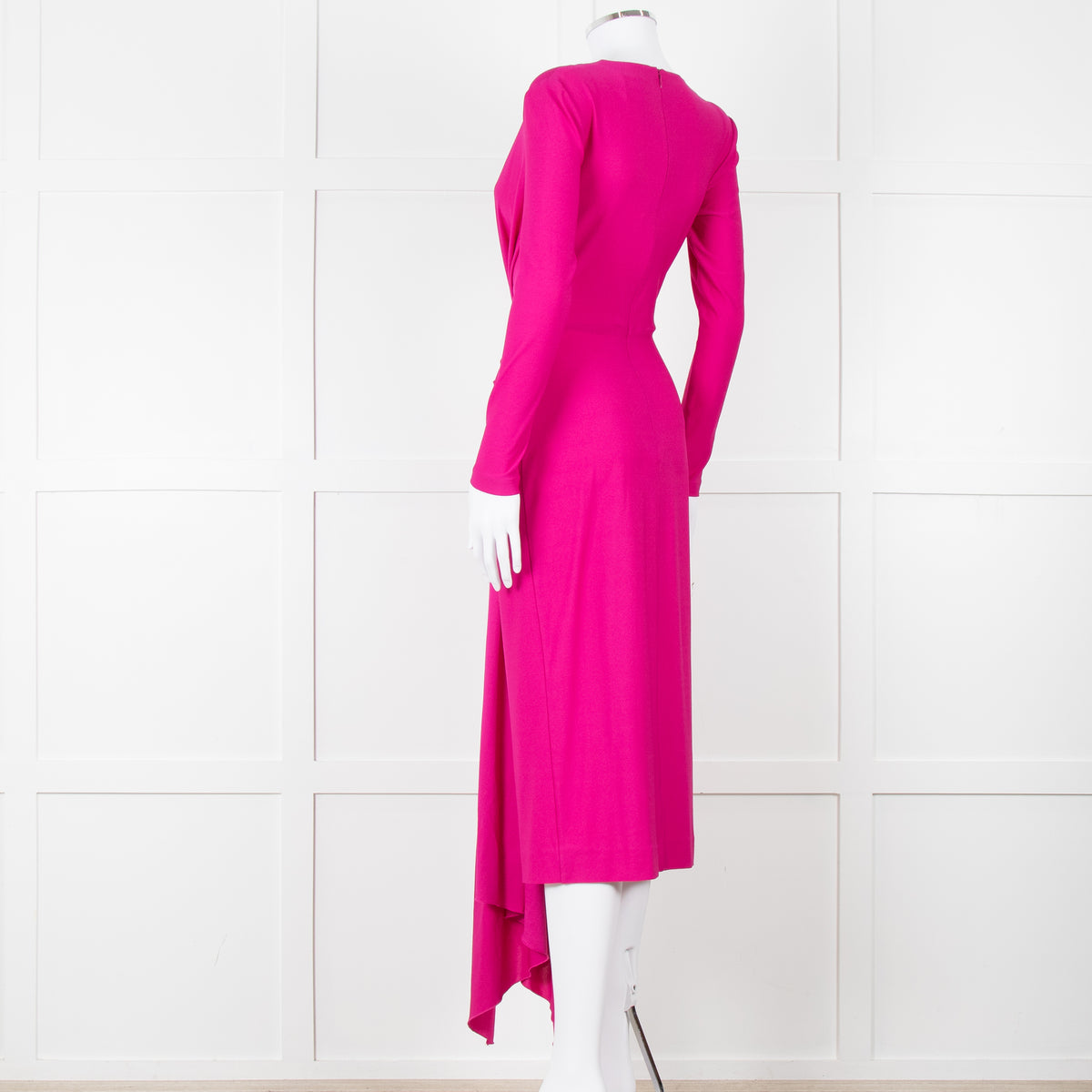 Solace London Purple Long Sleeve Plunge Neck Dress with Tie