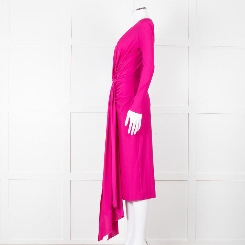 Solace London Purple Long Sleeve Plunge Neck Dress with Tie