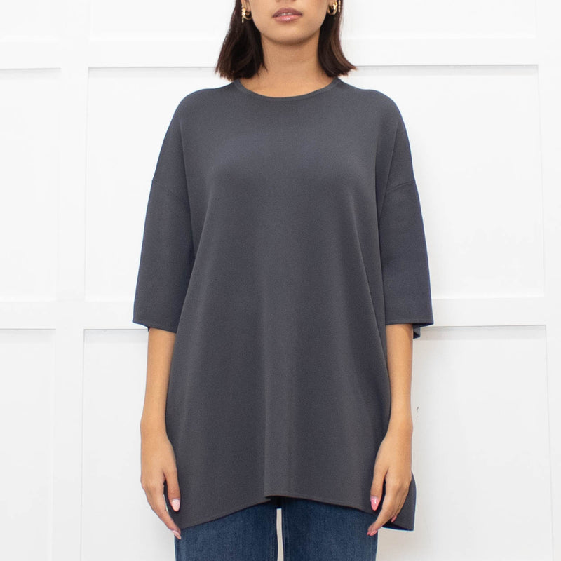 Frankie Shop Charcoal Grey Lenny Knit Short Sleeve Top