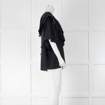 Chloe Navy Silk Blouse With Shawl Collar