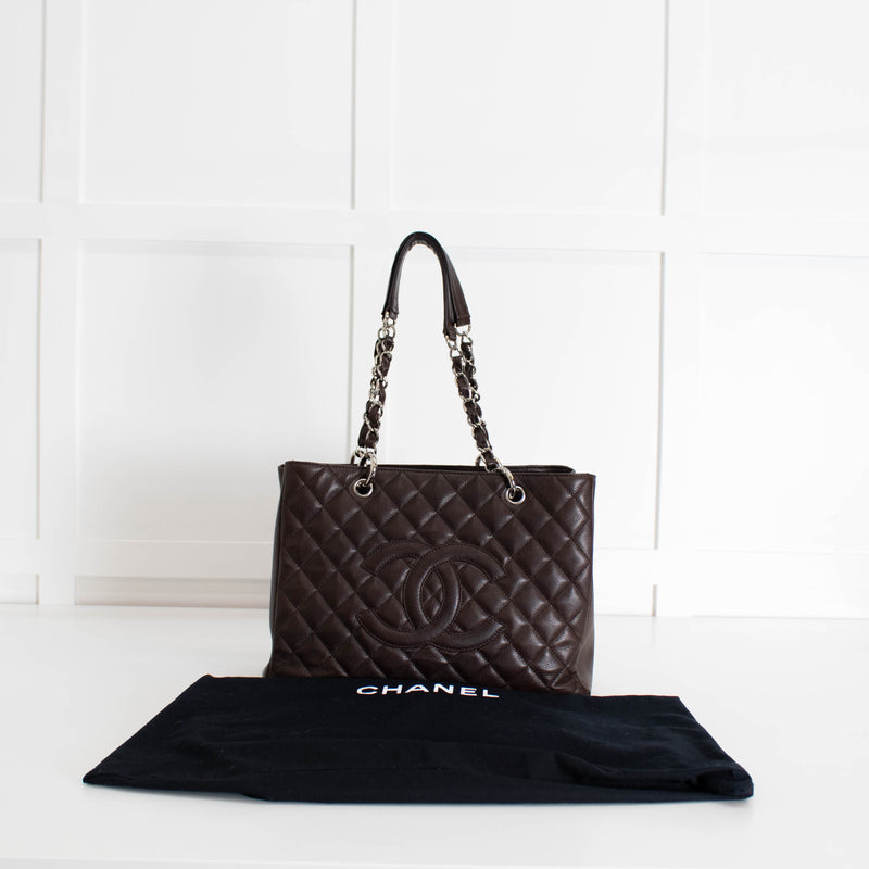 Chanel Brown Caviar Leather Grand Shopping Tote