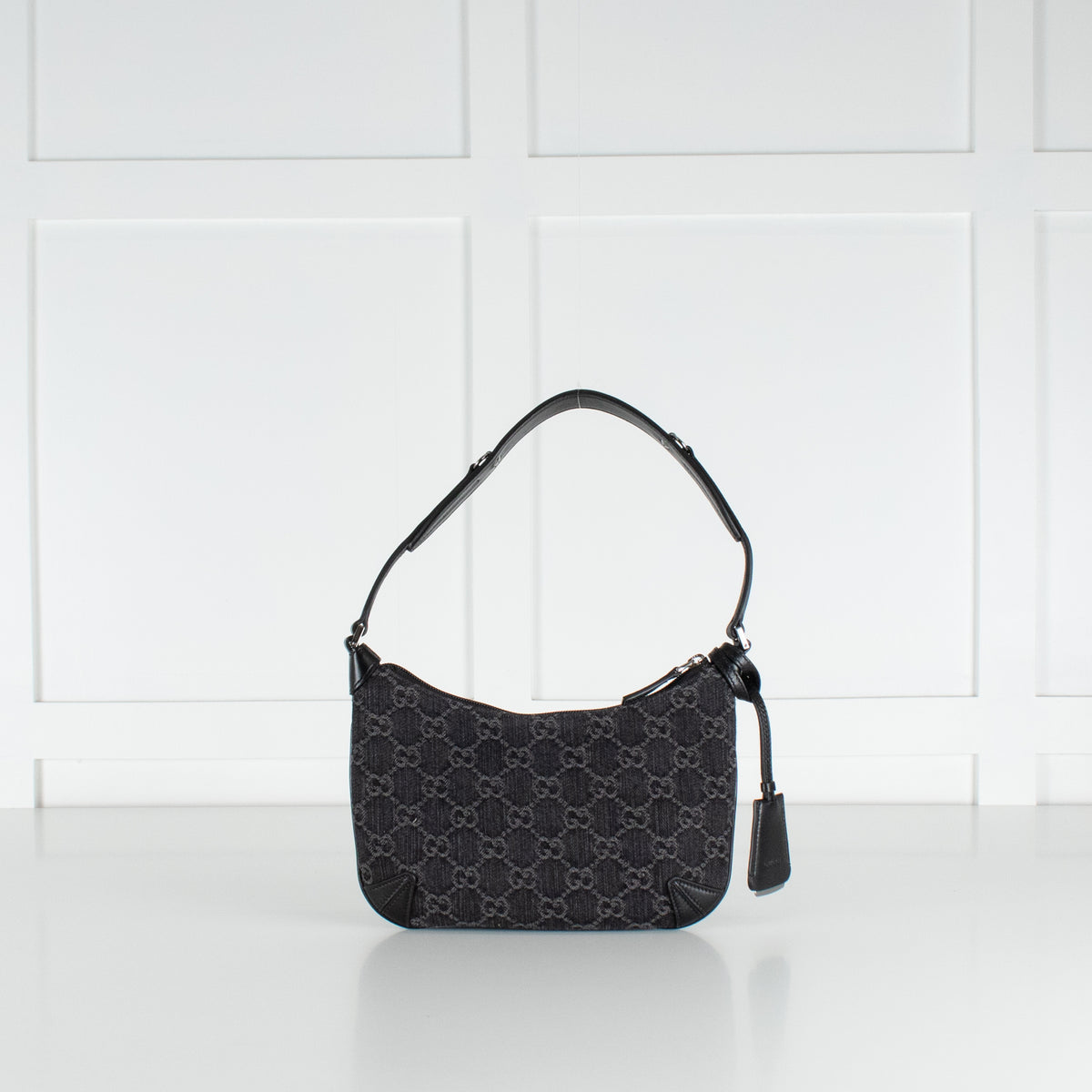 Gucci Black Monogram Horsebit Slim Small Shoulder Bag