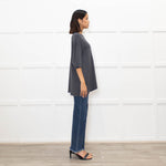 Frankie Shop Charcoal Grey Lenny Knit Short Sleeve Top