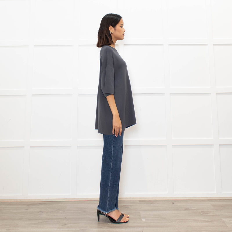 Frankie Shop Charcoal Grey Lenny Knit Short Sleeve Top