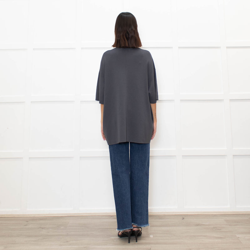 Frankie Shop Charcoal Grey Lenny Knit Short Sleeve Top